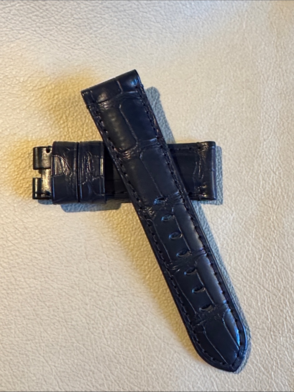Genuine Panerai Dark Blue (Navy) Alligator Strap 24/22, Standard Size New